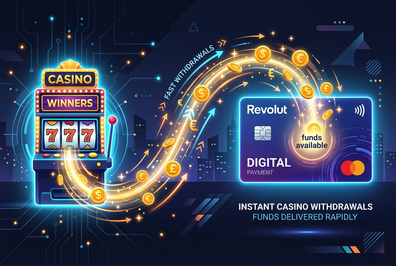 Finanční toky z online kasina na Revolut účet digitální ilustrace
