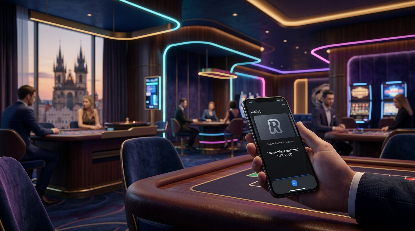 Moderní online kasino prostředí s digitální platbou Revolut